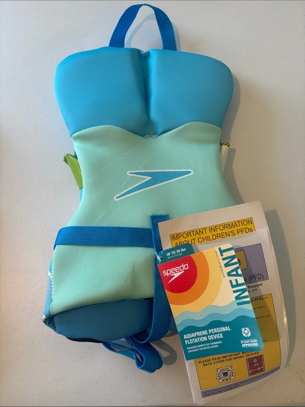 Speedo Blue Infant Float Vest with Shark Graphic